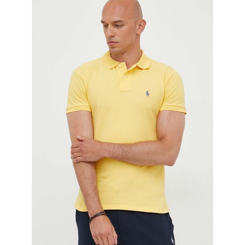 Bavlněné polo tričko Polo Ralph Lauren žlutá barva