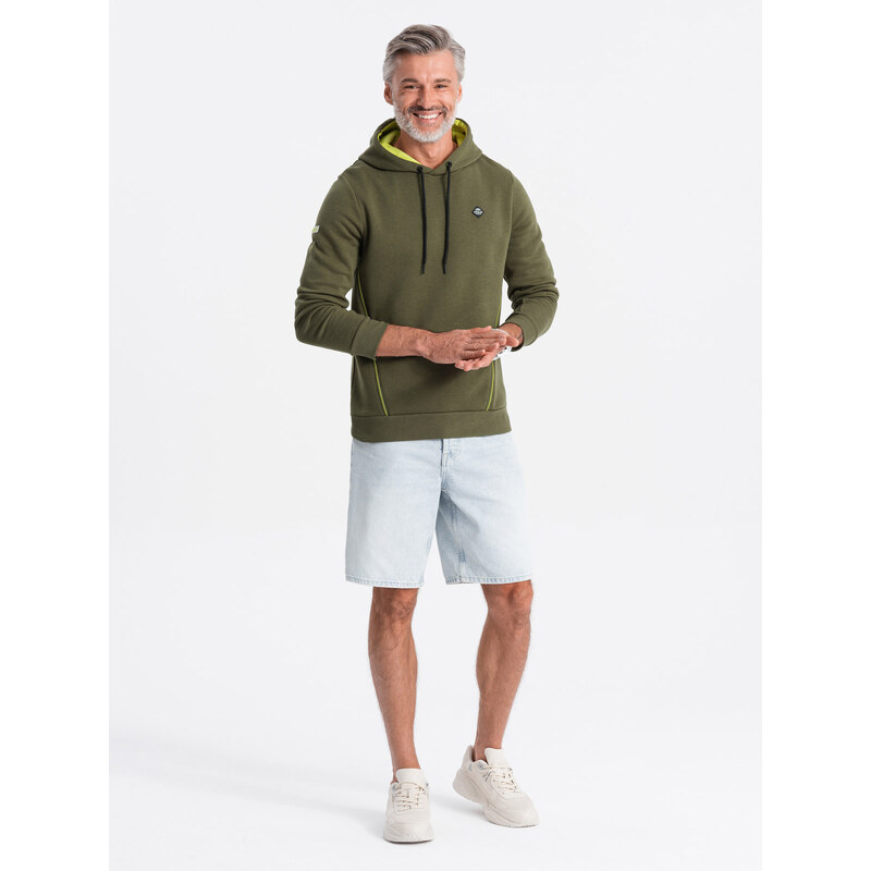 Ombre Men's hoodie with zippered pocket - olive