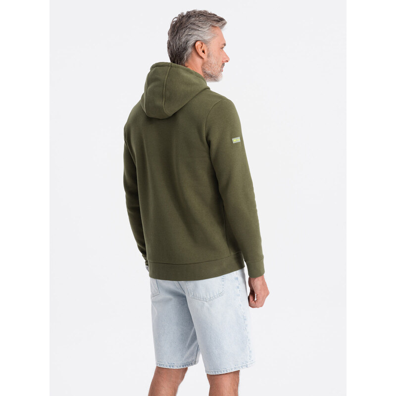 Ombre Men's hoodie with zippered pocket - olive