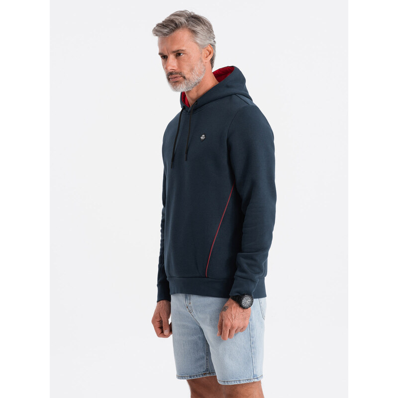 Ombre Men's hoodie with zippered pocket - navy blue