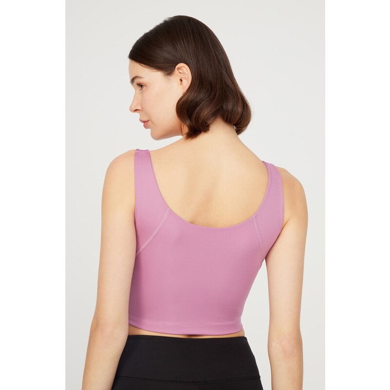 LOS OJOS Lavender V-Neck Lightly Supported Covered Sports Bra Vneck