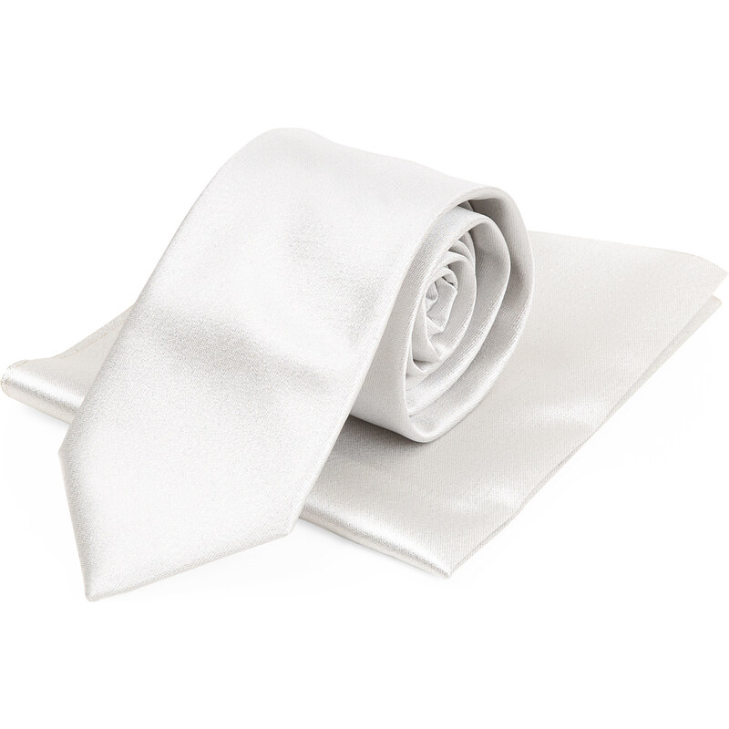 FERATT Svatební kravata s kapesníčkem stříbrná 2