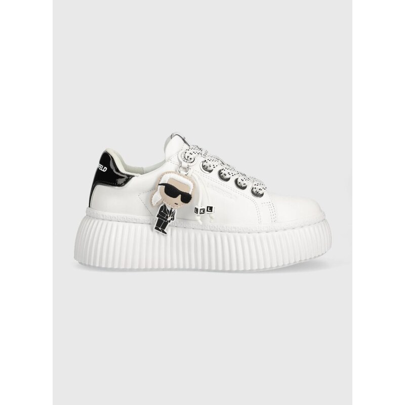 Kožené sneakers boty Karl Lagerfeld KREEPER LO bílá barva, KL42376N