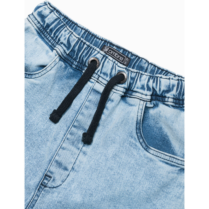 Ombre Clothing Pánské riflové kraťasy - světle džínová W362