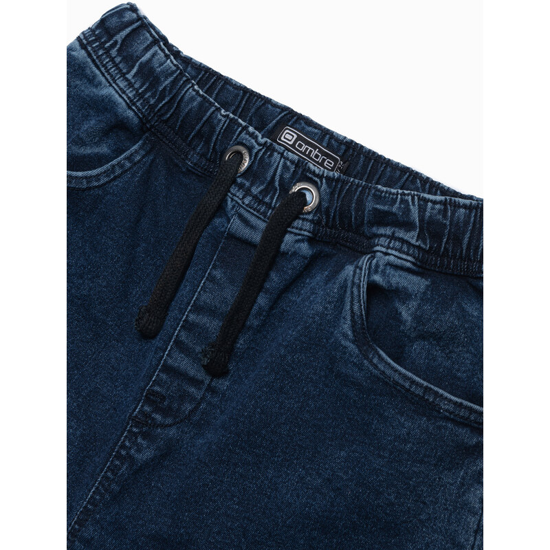 Ombre Clothing Pánské riflové kraťasy - tmavě džínová W362