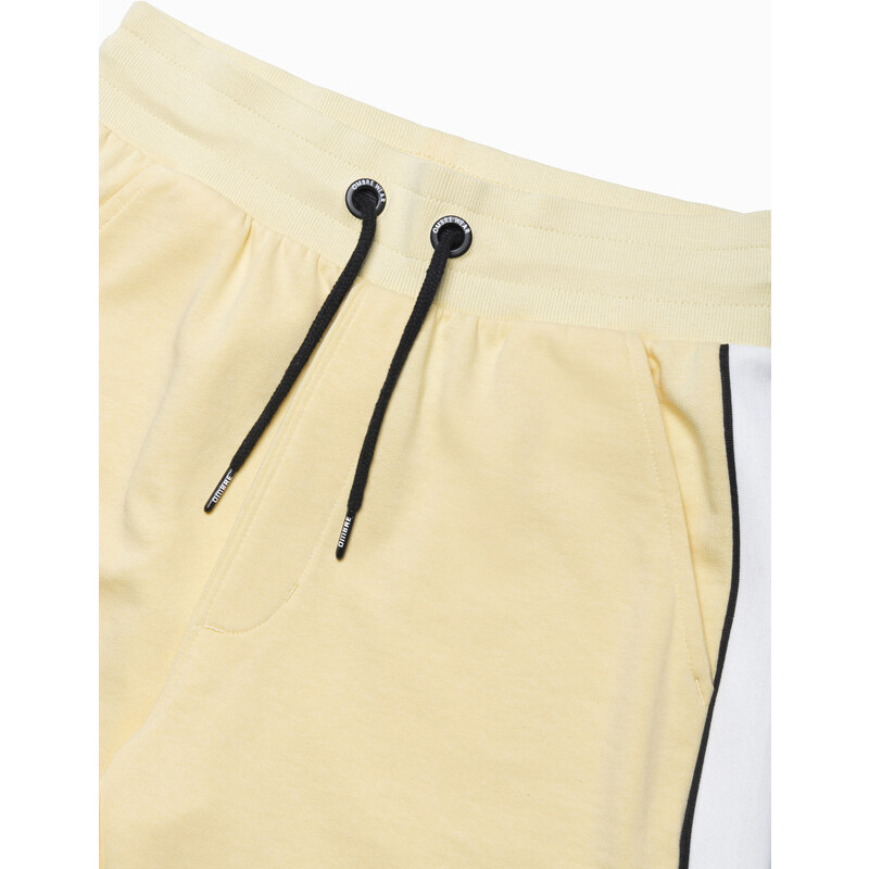 Ombre Clothing Pánské teplákové šortky s lemováním - žluté V1 W359