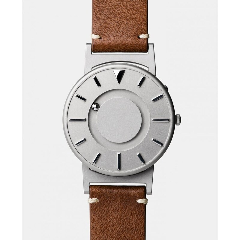 Stříbrné pánské hodinky Eone s koženým páskem Bradley Canvas Classic - Silver 40MM