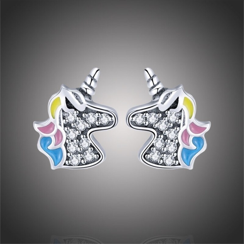GRACE Silver Jewellery Stříbrné náušnice Jednorožec - stříbro 925/1000 83253465