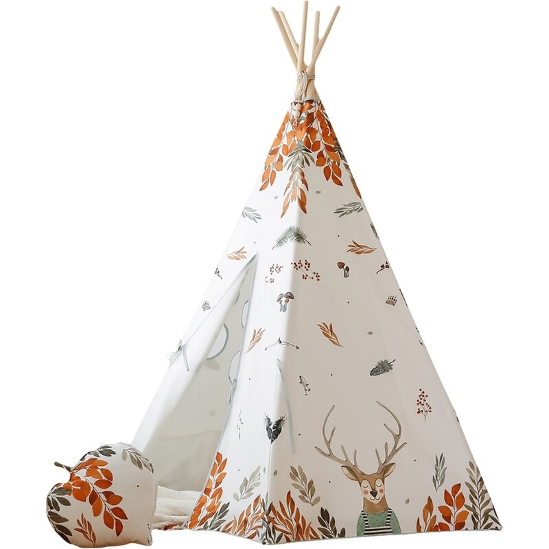 Moi Mili Barevný bavlněný teepee stan Forest friends 170 x 130 cm