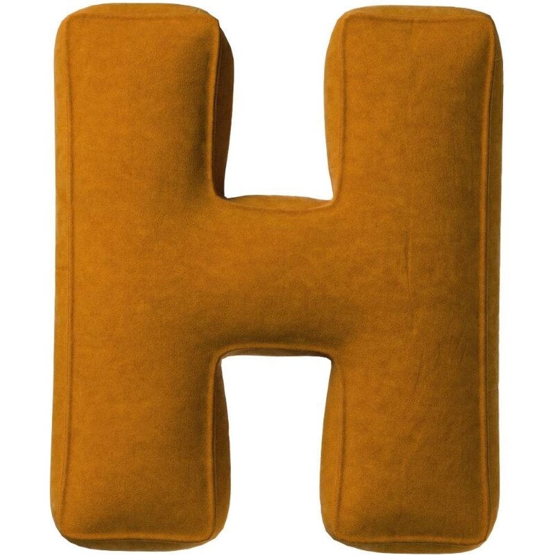 Yellow Tipi Cihlově oranžový sametový polštář písmeno H 40 cm