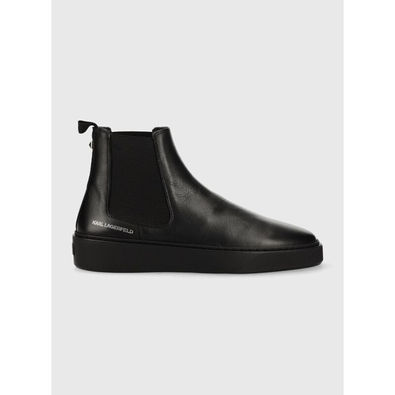 Kožené kotníkové boty Karl Lagerfeld Flint pánské, černá barva