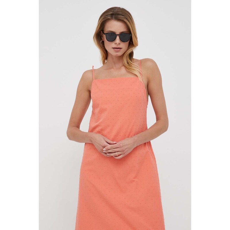 Bavlněné šaty United Colors of Benetton oranžová barva, maxi