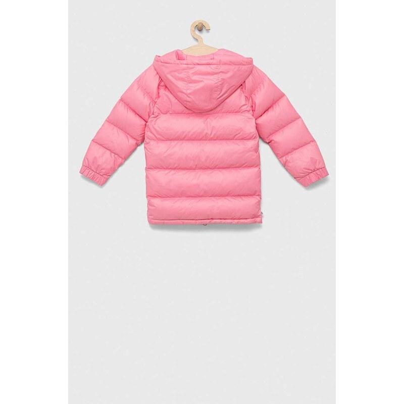 Dětská péřová bunda adidas Originals DOWN JACKET ELO růžová barva