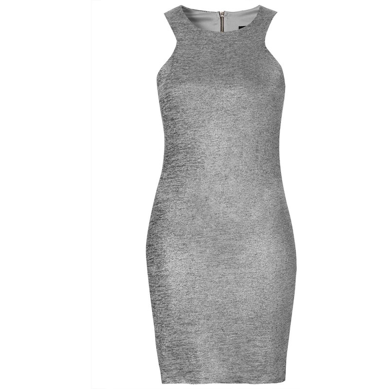 Topshop Metallic Cut-away Tunic Dress