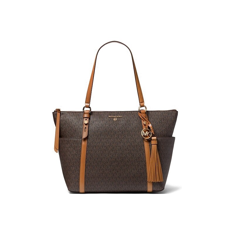 Michael Kors kabelka Sullivan large logo hnědá