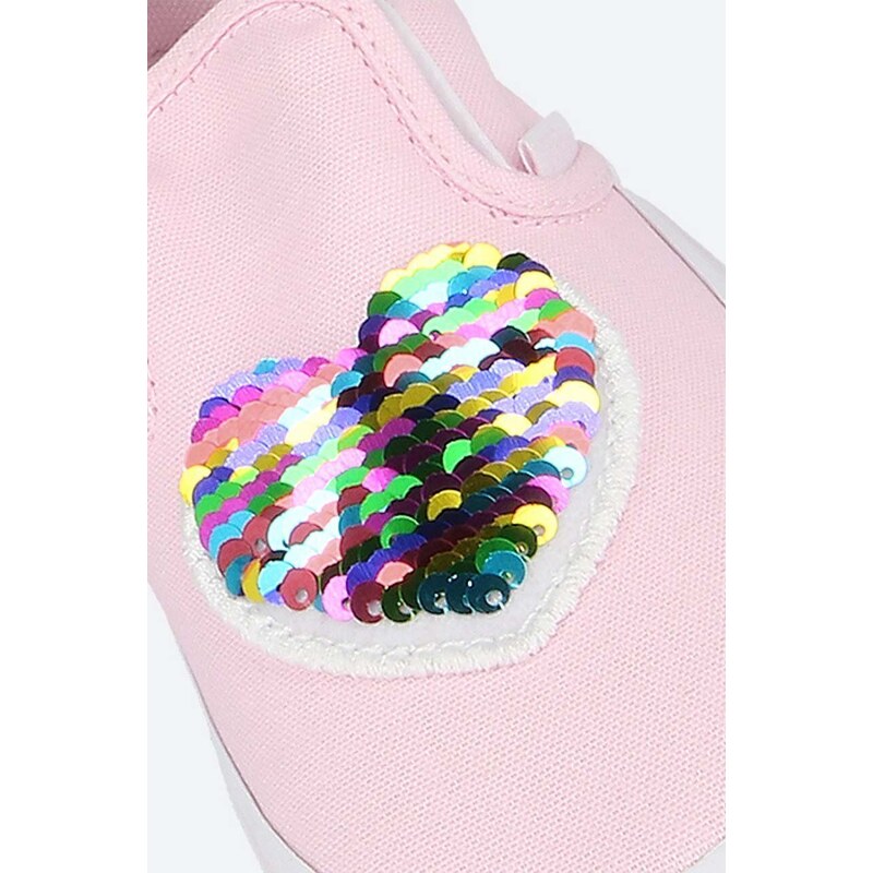 Dětské tenisky Vans Sequin Patch Classic Slip-On růžová barva