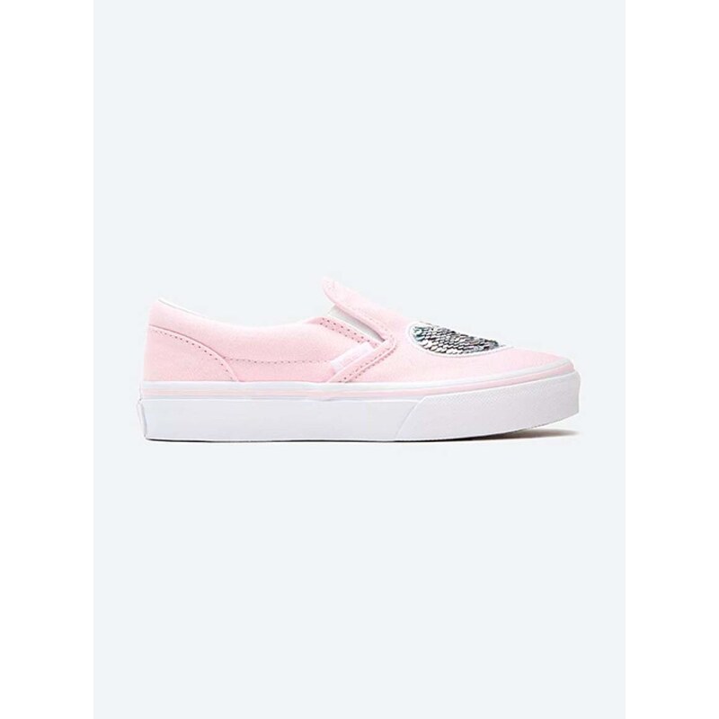 Dětské tenisky Vans Sequin Patch Classic Slip-On růžová barva