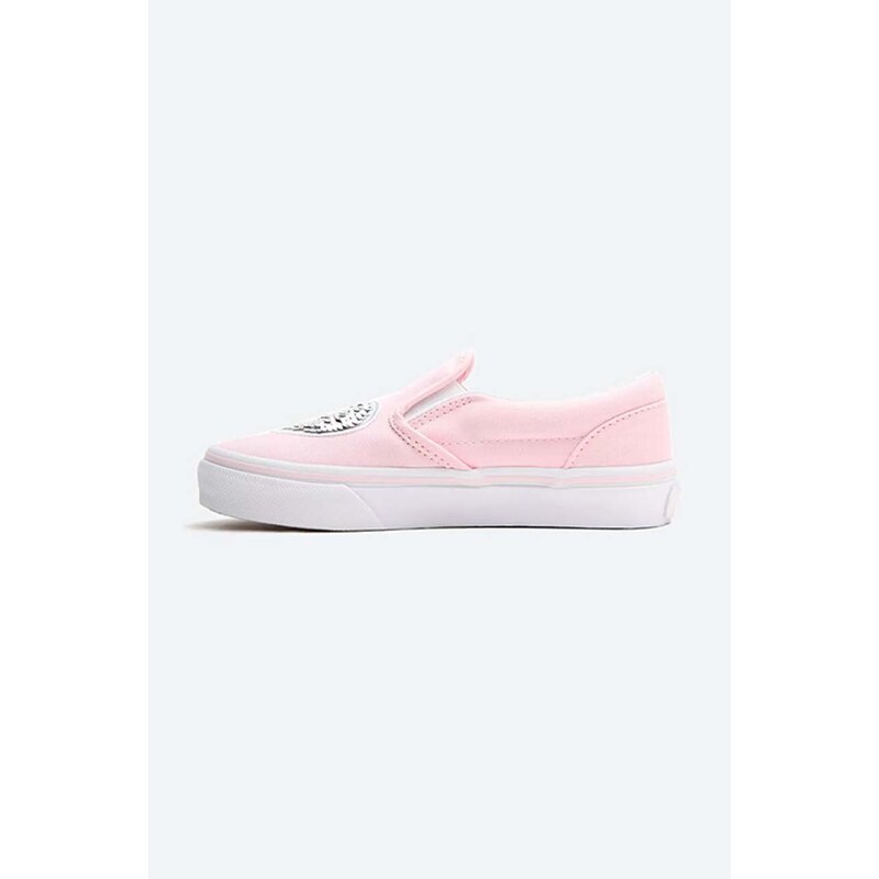 Dětské tenisky Vans Sequin Patch Classic Slip-On růžová barva