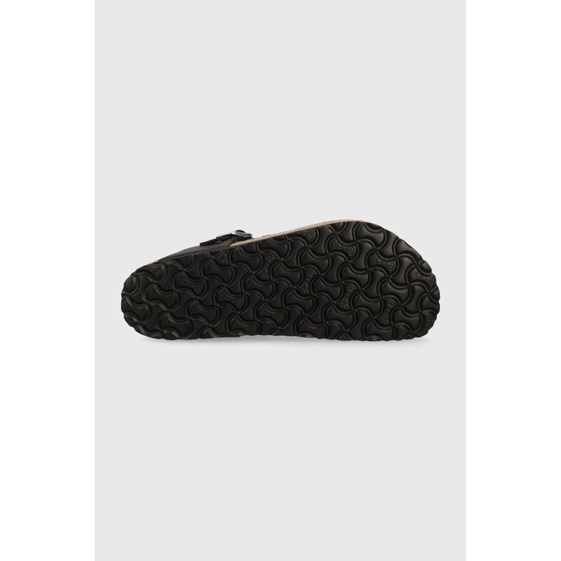 Kožené žabky Birkenstock dámské, černá barva, na plochém podpatku, 1021349-black