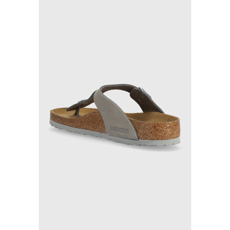 Semišové žabky Birkenstock Gizeh dámské, šedá barva, na plochém podpatku, 1024127