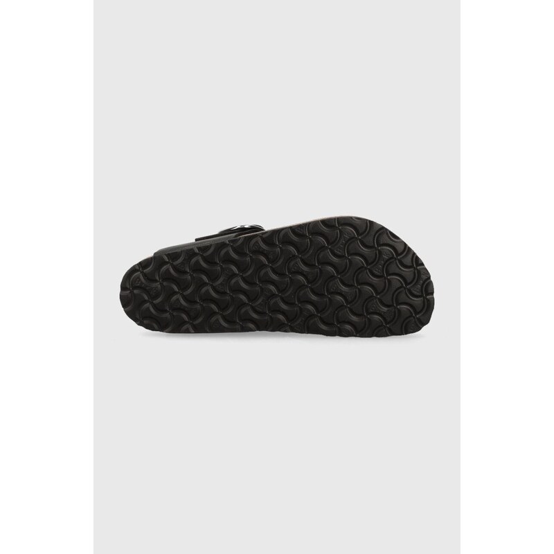 Kožené žabky Birkenstock dámské, černá barva, na plochém podpatku, 1023334-black