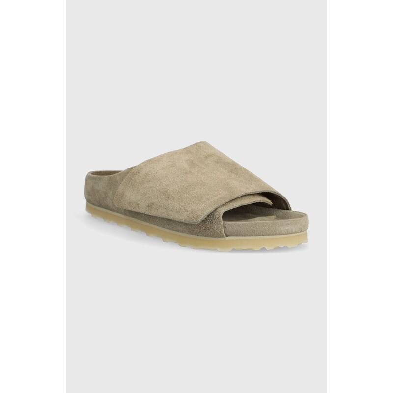 Semišové pantofle Birkenstock Los Feliz dámské, béžová barva, 1024780-sand