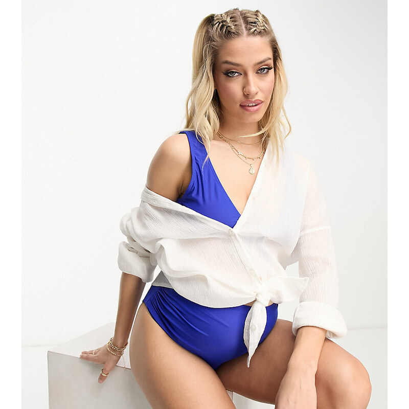 The Frolic Maternity high waist bikini bottom in cobalt blue