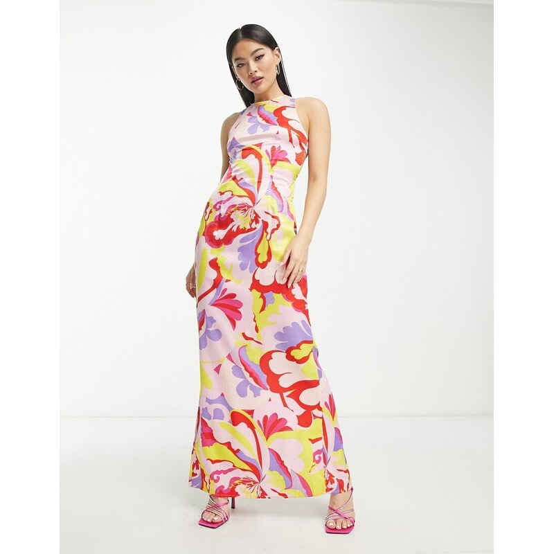 Something New X Madeleine Pedersen cross low back maxi dress in
