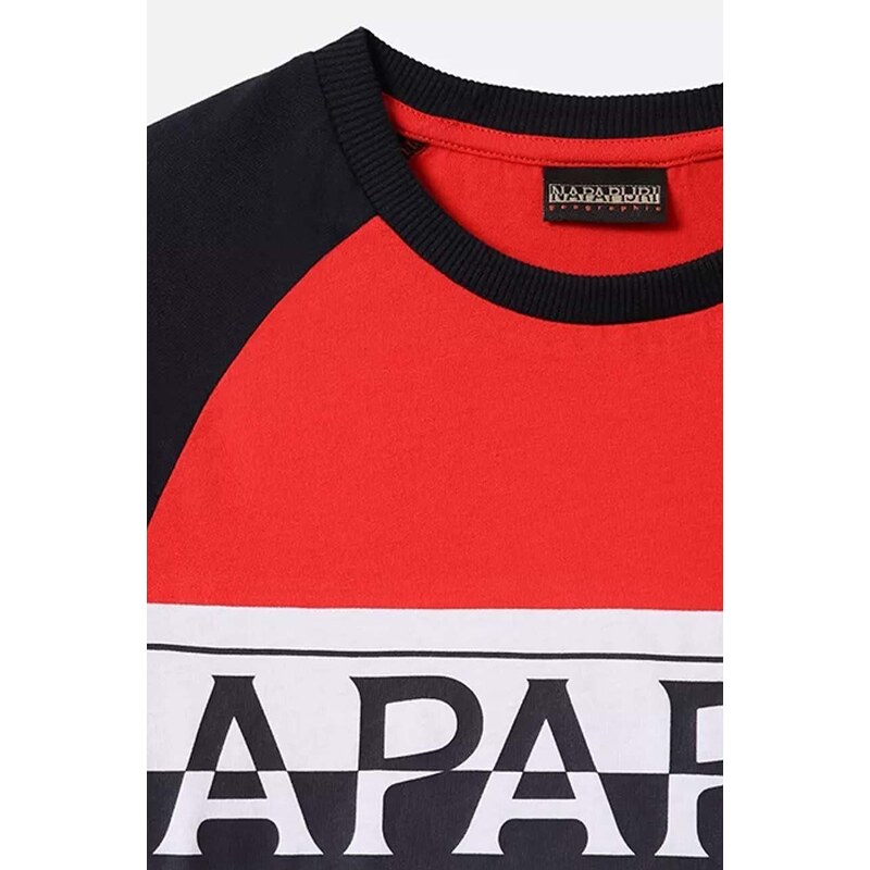 Dětské bavlněné tričko Napapijri červená barva