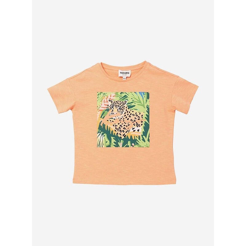 Dětské bavlněné tričko Kenzo Kids Short Sleeves Tee-Shirt oranžová barva