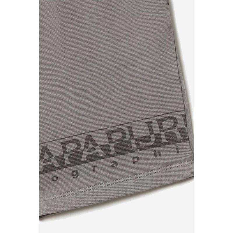 Dětské bavlněné šortky Napapijri N-Saleina šedá barva, s potiskem
