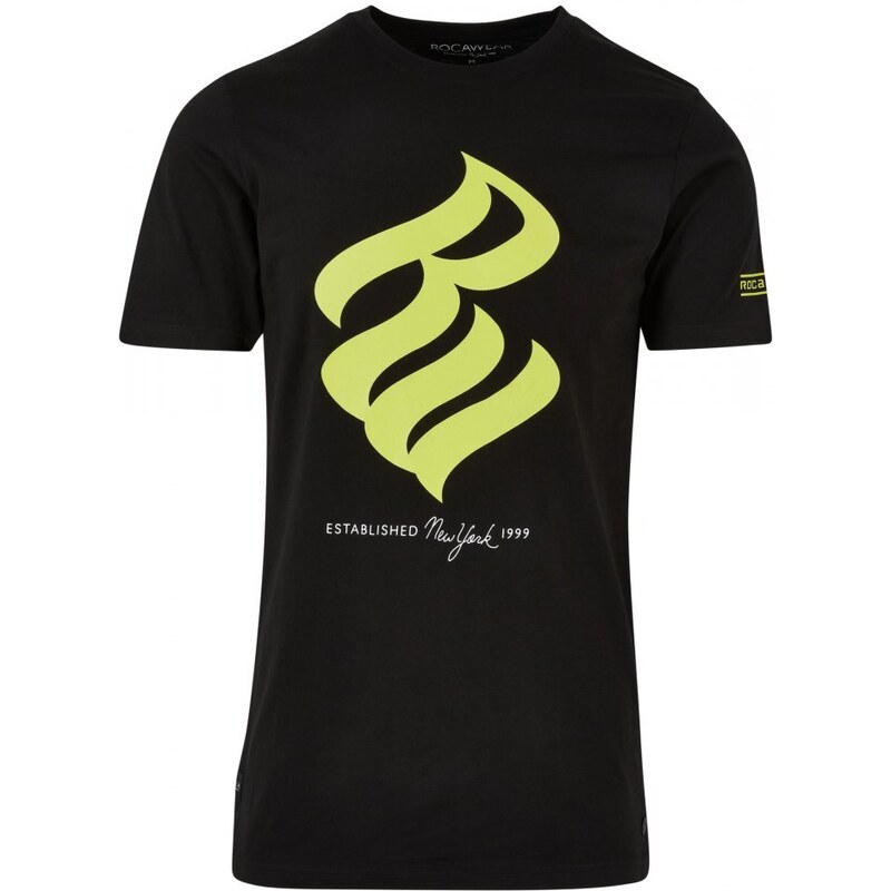 URBAN CLASSICS Pánské tričko Rocawear BigLogo T-Shirt - černé, žluté