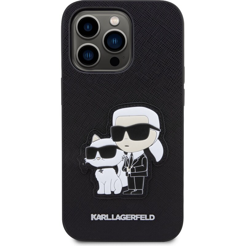 Ochranný kryt pro iPhone 13 Pro - Karl Lagerfeld, Saffiano Karl and Choupette NFT Black