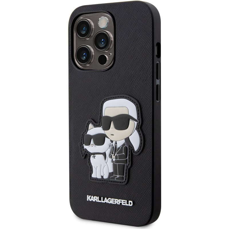 Ochranný kryt pro iPhone 13 Pro - Karl Lagerfeld, Saffiano Karl and Choupette NFT Black