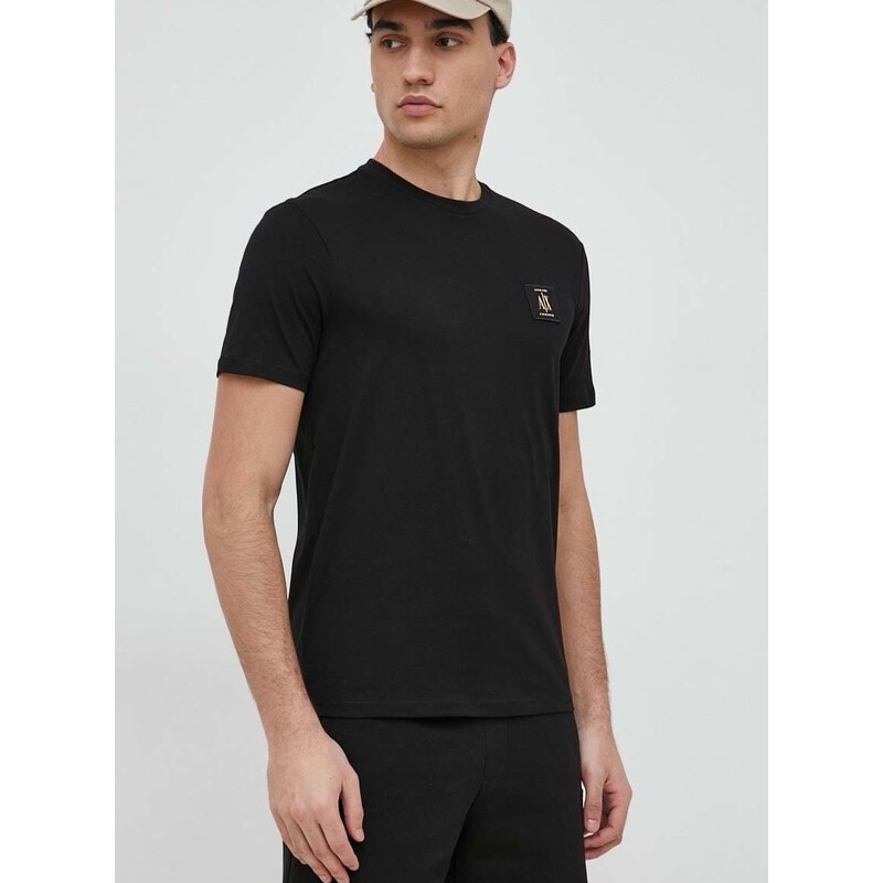 Bavlněné tričko Armani Exchange černá barva, s aplikací, 8NZTPR ZJH4Z NOS