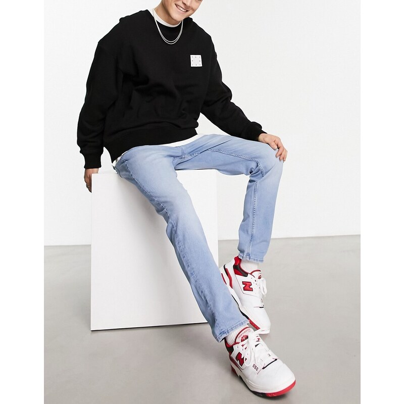 ONLY & SONS Loom slim fit jeans in light wash-Blue