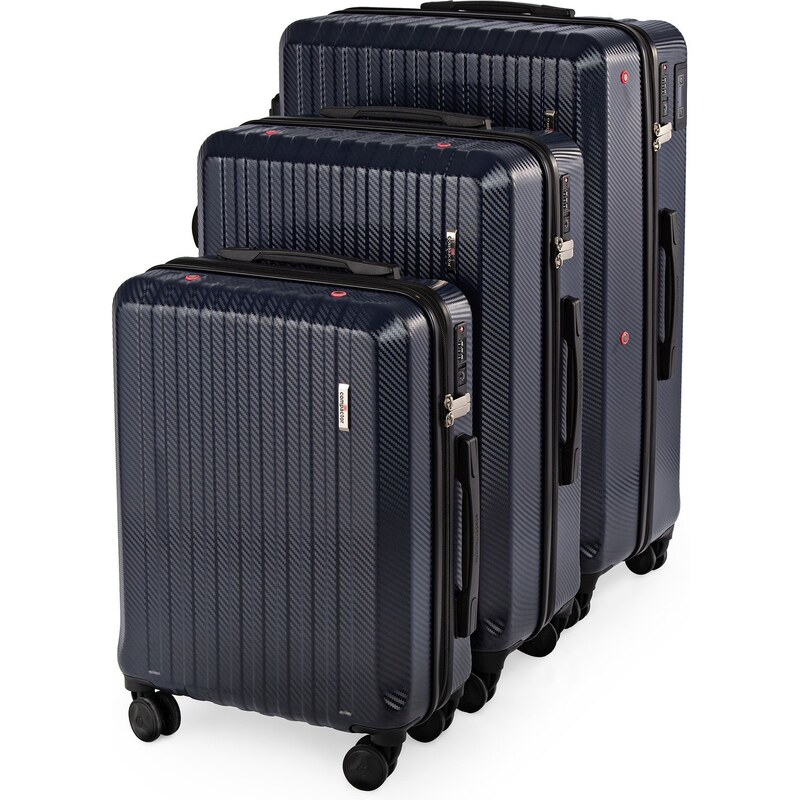 Sada 3ks cestovních kufrů Compactor Hybrid Luggage S+L+XL Vacuum System, tmavě modrá