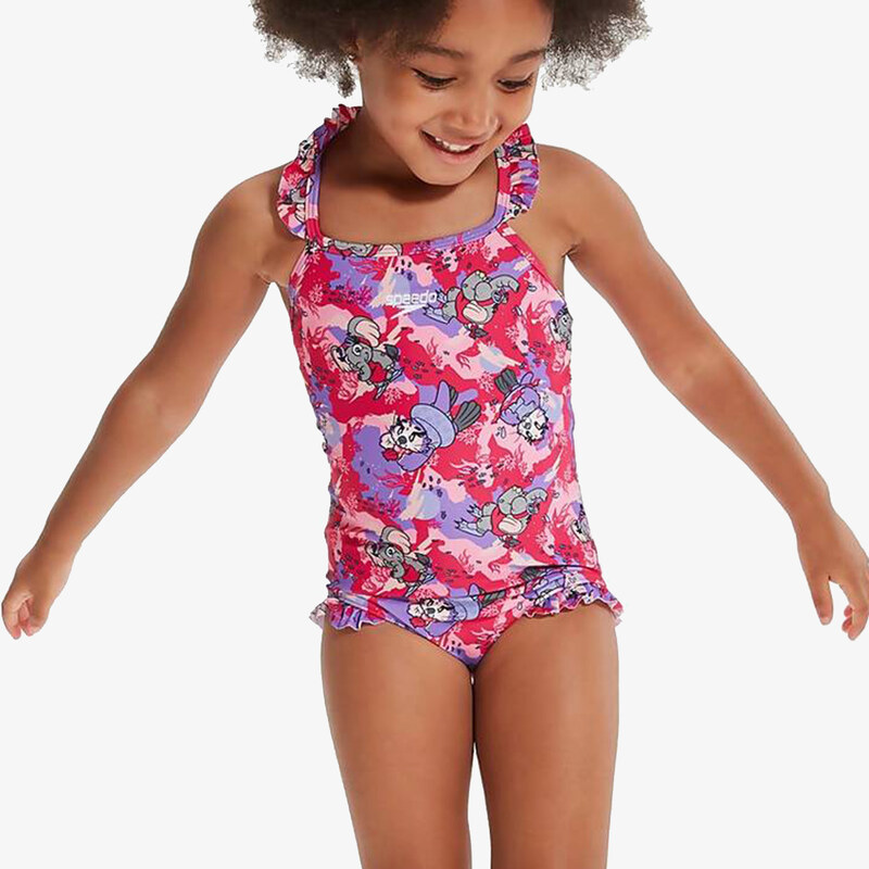 Speedo Girls LTS Printed Frill Thinstrap