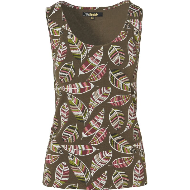 KOROSHI Top khaki / vínově červená / černá / bílá