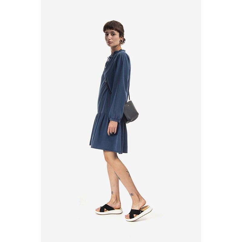 Šaty A.P.C. Robe Natalia COEYL-F05944 INDIGO WASHED tmavomodrá barva, mini