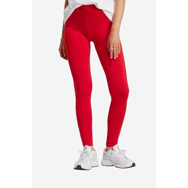 Legíny adidas Originals dámské, červená barva, hladké, IA6445-red