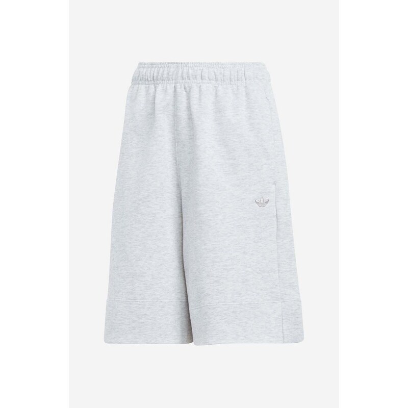 Kraťasy adidas Originals dámské, šedá barva, melanžové, high waist, IC5267-grey