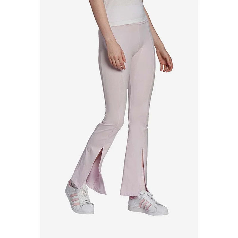 Kalhoty adidas Originals dámské, fialová barva, zvony, high waist,  HU1615-violet - GLAMI.cz