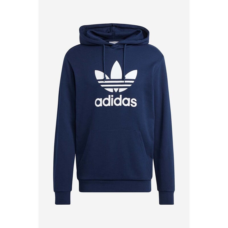 Bavlněná mikina adidas Originals pánská, tmavomodrá barva, s kapucí, vzorovaná, IA4886-navy