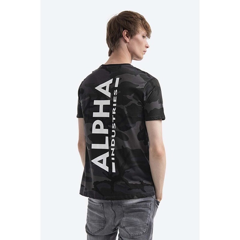 Bavlněné tričko Alpha Industries šedá barva, 128507C.125-grey