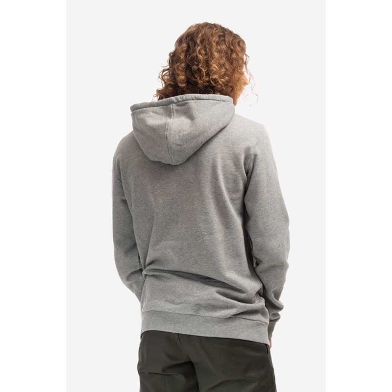 Bavlněná mikina Fjallraven Logo Hoodie F84144 020-999 pánská, šedá barva, s kapucí, vzorovaná