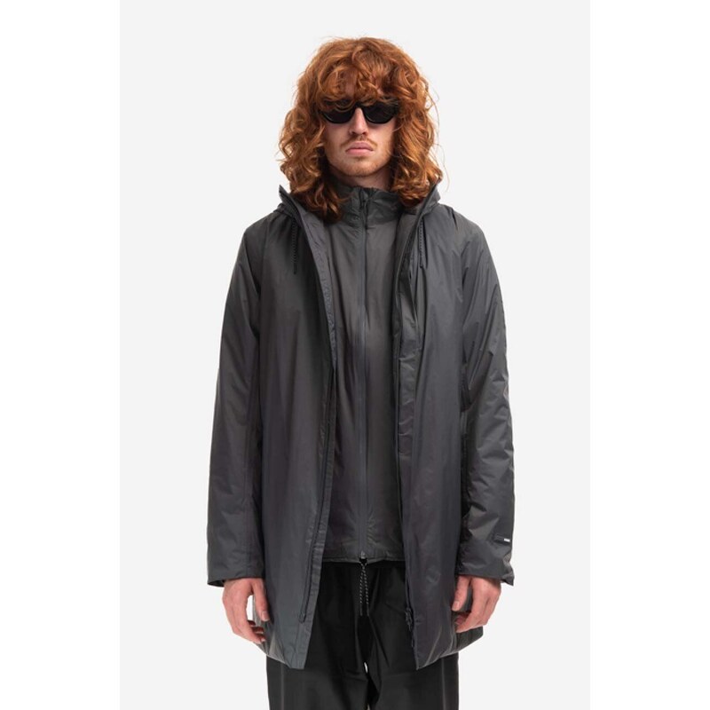 Bunda Rains Padded Nylon Coat 15480 SLATE šedá barva, přechodná