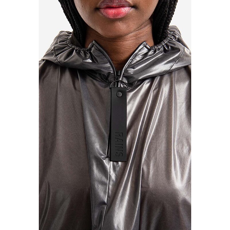 Nepromokavá bunda Rains Ultralight Anorak 18760 BLACK černá barva, přechodná, oversize
