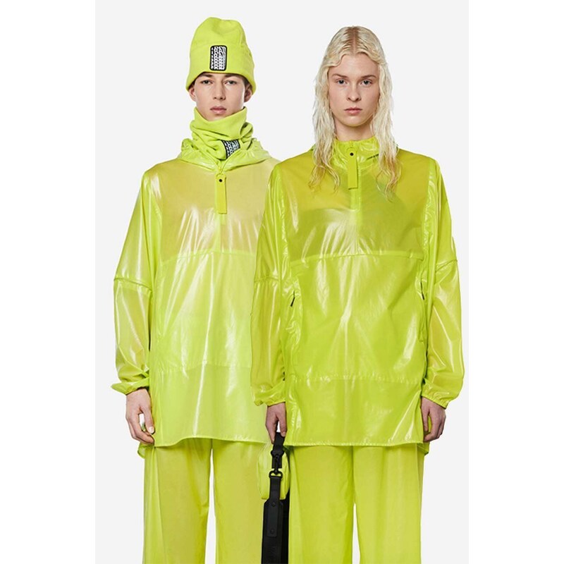 Nepromokavá bunda Rains Ultralight Anorak 18880 REFLECTIVE DIGITAL LIME zelená barva, přechodná, oversize