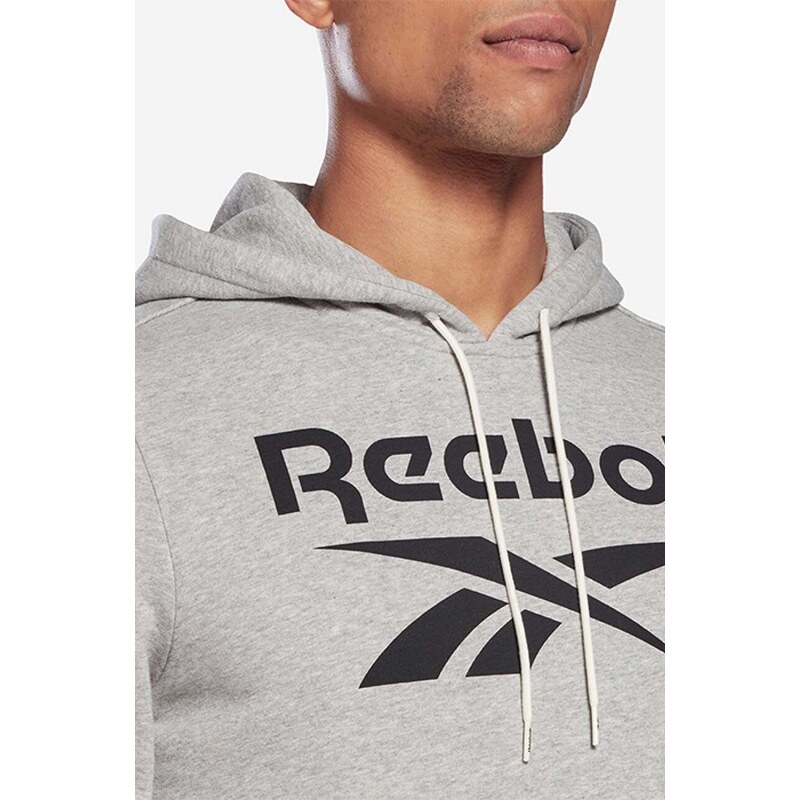 Tepláková mikina Reebok Identity Big Logo Hoodie šedá barva, s kapucí, s potiskem, H54477-grey